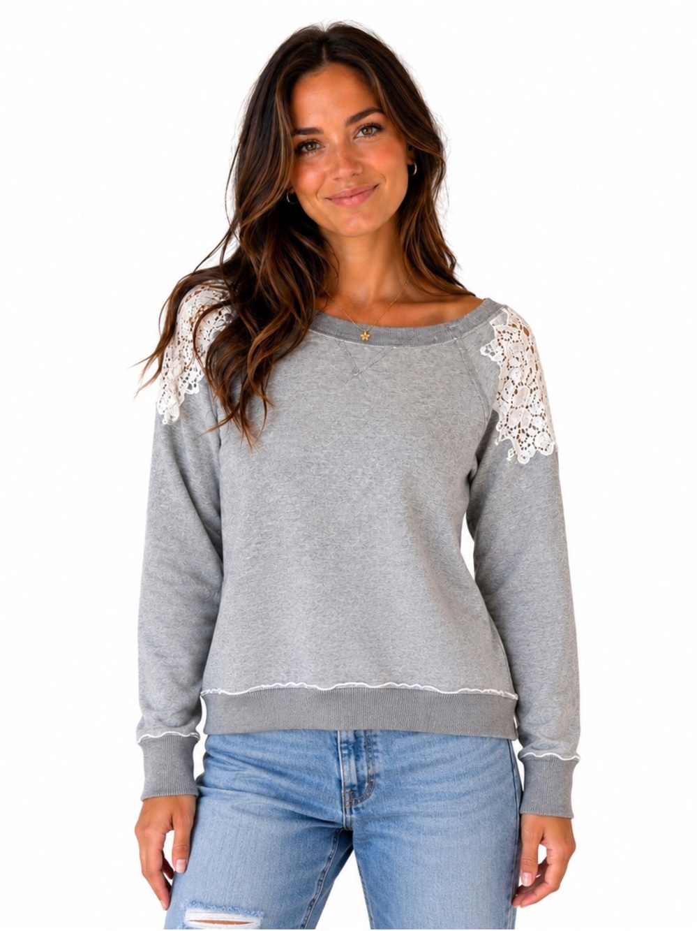 Free People Angel Tattered sweater in gray Size Small